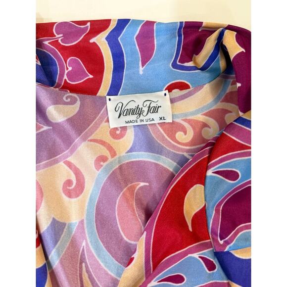 Vintage Vanity Fair Shirt XL Made in USA Multicolor Abstract Blouse 90s Retro - Picture 2 of 3